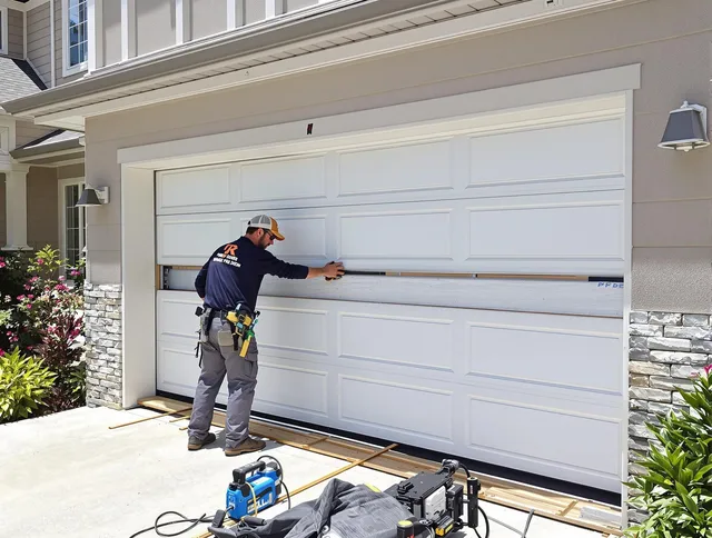 Streetsboro Garage Door Repair team performing complete garage door replacement at Streetsboro residence