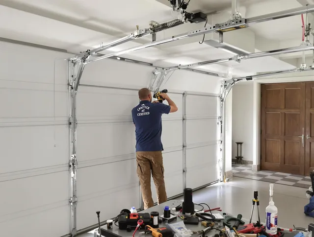 Streetsboro Garage Door Repair certified technician performing precision garage door repair in Streetsboro