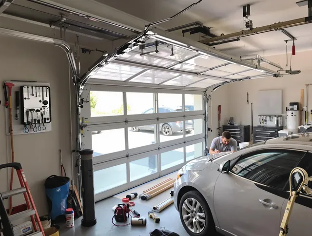 Garage door noise reduction service by Streetsboro Garage Door Repair in Streetsboro