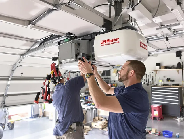 Streetsboro Garage Door Repair technician performing advanced diagnostics on garage opener in Streetsboro